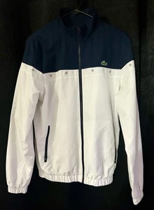 Lacoste Blue & White Full Zip Tennis Track Jacket Size 4 Medium / Pre Owned! - Picture 1 of 10