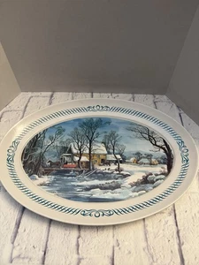 Vintage Brookpark Melamin Currier & Ives Winterszene Servierplatte - Bild 1 von 6