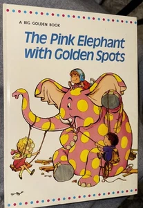 The Pink Elephant with Golden Spots Big Golden Book 1971 Phillipe Rejane Fix 2nd - Picture 1 of 18