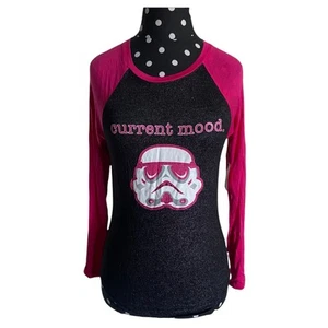 Star Wars Girls Top Size M 7 8 Stormtrooper Current Mood Pink Black Glittery - Picture 1 of 5