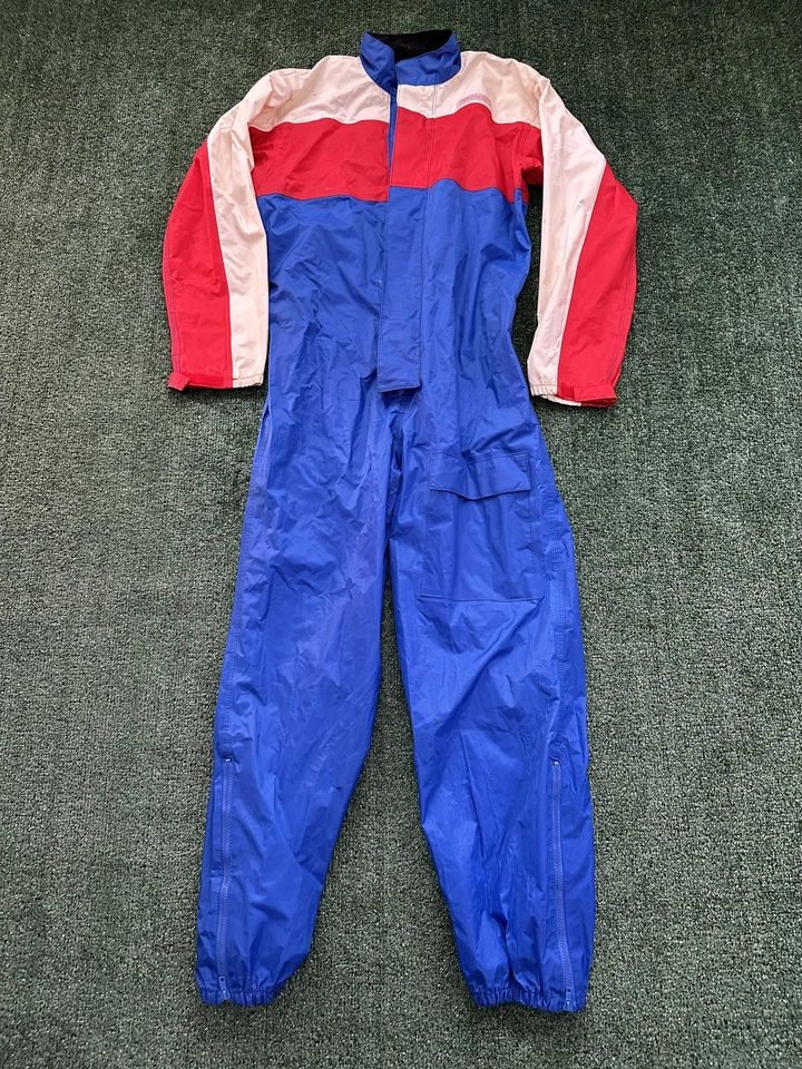 Traje de lluvia vintage Fieldsheer para motocicleta para hombre mediano azul rojo blanco una pieza años 90 Foto 1 de 4