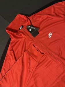 NIKE Loose Fit Track Jacket Old School 2 Pockets Full Zip Men's Sz 3XLT Red NWT - Picture 1 of 12