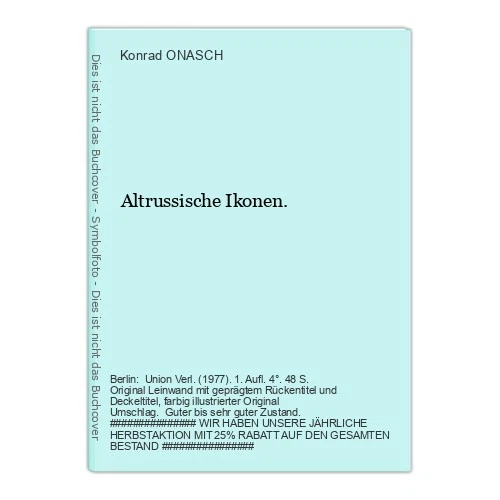 Old Russian Icons. ONASCH, Konrad: - Image 1 of 1