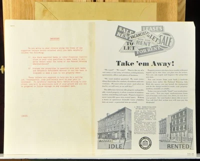 Advertisement: “Take ‘em Away”, Federal Housing Administration, 1934 - Image 1 of 4