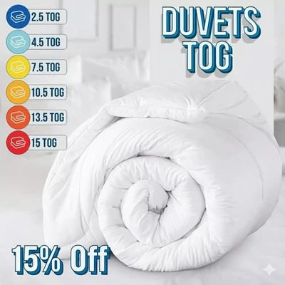 ANTI ALLERGY DUVET QUILT 2.5 4.5 7.5 10.5 13.5 15 TOG SINGLE DOUBLE KING SIZE UK - Image 1 of 4