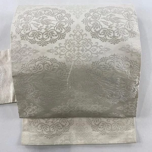 JAPANESE KIMONO BELT NAGOYA OBI CREAM PURE SILK BB9072 - Picture 1 of 6
