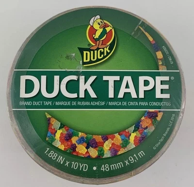 Клейкая лента с узором Gummy Bear для уток 10 ярдов цветная радужная - Изображение 1 из 4