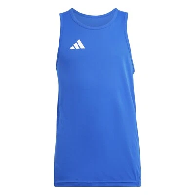 adidas Adizero Essentials Kids Running Vest Breathable Sports Singlet Youth Blue - Image 1 of 4