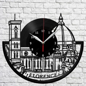 Florence Skyline Vinyl Record Wall Clock Home Fan Art Decor 12'' 30 cm 6295 - Picture 1 of 12
