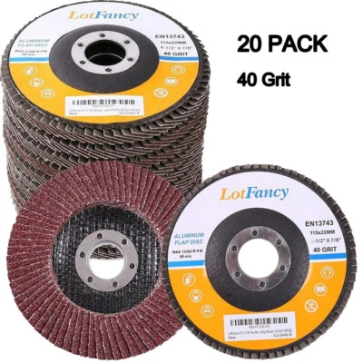 20 Packs 4.5" 4-1/2 Flap Disc 40 Grit Angle Grinder Sanding Grinding Wheels Set - Image 1 of 4