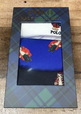 Cuecas boxer Polo Ralph Lauren masculinas tamanho XL urso polo branco azul preto (pacote com 3) - Imagem 1 de 4