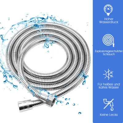 Brauseschlauch Duschschlauch Wanne Dusche Schlauch Bidet 2m 1/2" Edelstahl Qivee