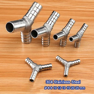 Stainless Steel Y-Piece 3-Way Connector Hose Tail Barb BSP Thread Pipe Fittings - Picture 1 of 5