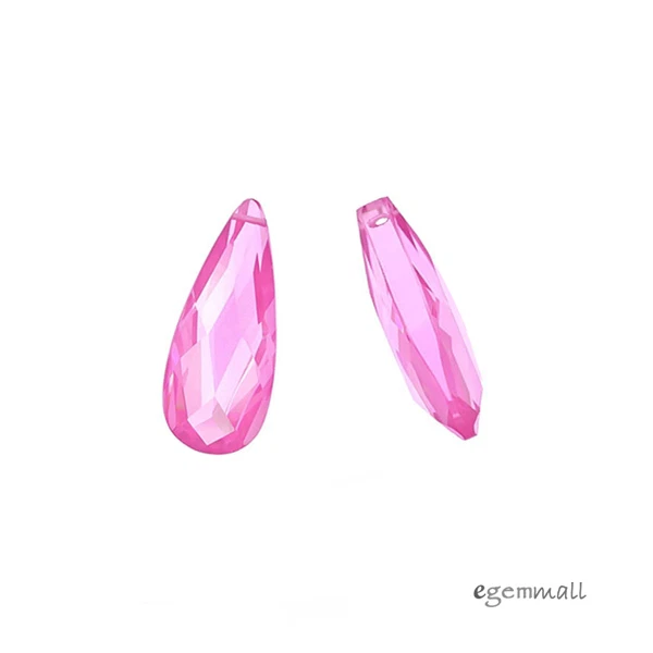 4 cuentas briolette de pera plana de circonita cúbica 6x12 mm rosa #64499 Foto 1 de 1