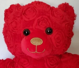 Build-A-Bear BAB Red Roses Valentines Teddy Bear Stuffed Animal Plush Toy - EUC - Picture 1 of 10