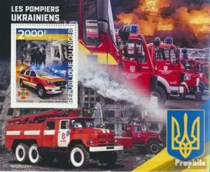 Níger Bloque 1 nuevo con goma original 2022 Ucrania Bomberos - Imagen 1 de 1