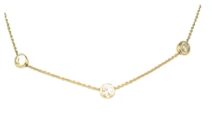 STERLING SILVER 7 BEZEL-SET CZ 6.5 MM STATION CABLE LINK NECKLACE 17.75 INCHES - Picture 1 of 5