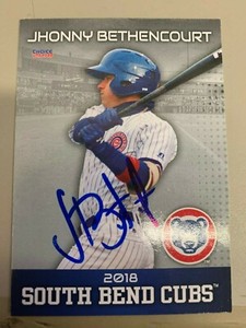 Jhonny Bethencourt 2018 South Bend Cubs Signed Team Card 
