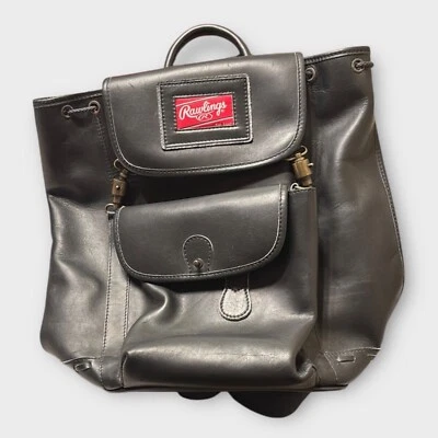 Mochila Rawlings couro genuíno preta Lombardo (RARA) - Imagem 1 de 4