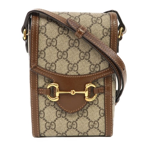 Gucci GG GHW GG Supreme Horsebit Mini borsa a tracolla 625615 tela rivestita marrone