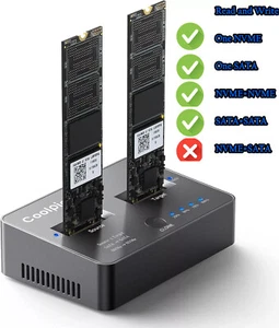 Dual Bay M.2 SSD Docking Station M.2 NVME/SATA Duplicator for SSD Size 2230/2242 - Picture 1 of 9
