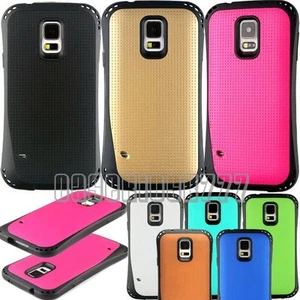 for Samsung galaxy S5 case rugged hybrid dual layer black blue pink gold green - Picture 1 of 2