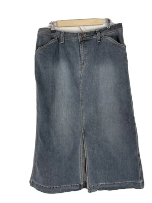 Maxi falda vaquera vintage Bill Blass, lavado oscuro, talla 14 Foto 1 de 4