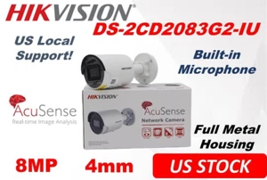 Hikvision Acusense 4K 8MP Outdoor Bullet IP Camera DS-2CD2083G2-IU 4mm Lens Mic - Picture 1 of 8