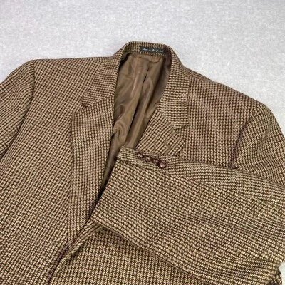 Abrigo deportivo Savile Row 48R* chaqueta blazer marrón pata de gallo mezcla lana de cordero Foto 1 de 4