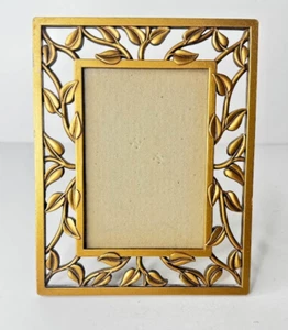 VINTAGE Elsa L Inc FOTORAHMEN 3,5x5 BLÄTTER MESSING GOLD STÄNDER - Bild 1 von 9