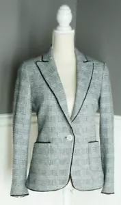 Zara Woman Blazer M One Button Gray Black Trim Long Sleeve Pockets - Picture 1 of 6