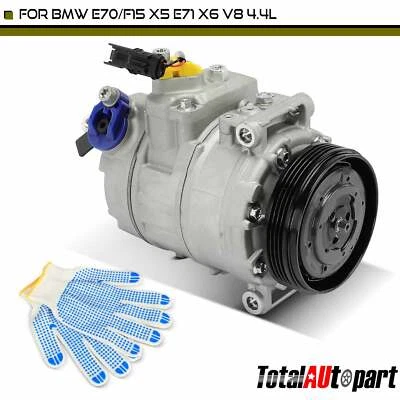 A/C AC Compressor w/ Clutch for BMW X5 2010 2011 2013-2014 X6 2008-2014 V8 4.4L - Image 1 of 4