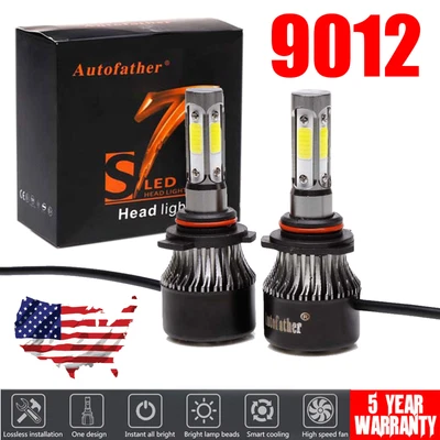2PCS 9012 HIR2 LED Bulbs Hi OR Low Beam Headlights 100W 6500K White Super Bright - Image 1 of 4