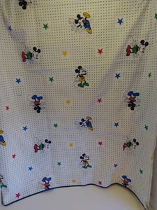 Disney Mickey Mouse flaches Laken Twin Gr. weiß gepunktet marineblau Borte Stoff Vintage - Bild 1 von 6