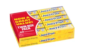 Wrigley's JUICY FRUIT Original Bubble Gum Kaugummi Pack, 5 Stick (40er Pack) - Bild 1 von 1
