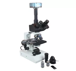 Professional Trinocular LED Microscope w Phase Contrast w 5Mp USB Camera WIN MAC - Picture 1 of 3