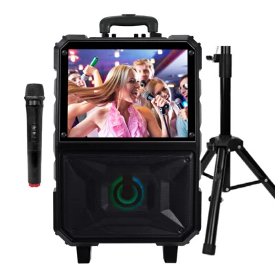 15” Touchscreen Bluetooth Karaoke Systems 8" Speaker Wireless Microphone + Stand - Image 1 of 4