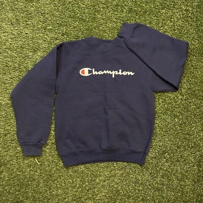 Свитер детский Champion L (14-16) винтажный 00s Y2K темно-синий пуловер с круглым вырезом - Изображение 1 из 4