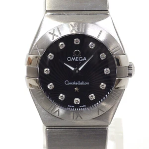 OMEGA Constellation Brushed 12P Diamond Black Dial Quartz Ladies' Wristwatches - Picture 1 of 3