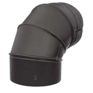 6 in. Stove Pipe Elbow Black Wood Burning Adjustable Angle Round Pipe Vent Duct - Picture 1 of 12