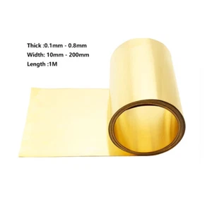 Thick 0.1-0.8mm，Width 10-200mm, Brass Metal Sheet Strip Yellow Copper Foil Plate - Picture 1 of 11