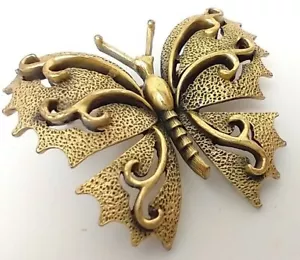 Butterfly Brooch Gold Tone Antiqued ~ Beautiful Design! - Picture 1 of 3