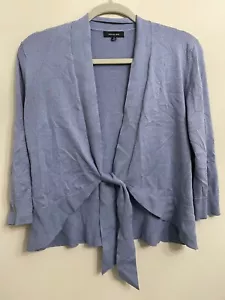 Verve Amí Blue Cardigan Sweater Open Front Draped Tie Waist LS Sz S - Picture 1 of 7