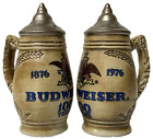 Vintage Budweiser Beer 100 Year Beer Stein Ceramic Salt And Pepper Shaker Set