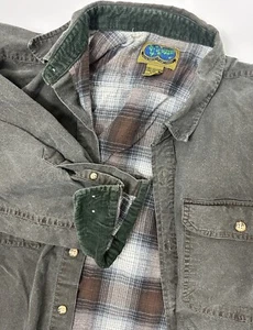 Vintage 90er Flanell gefütterte Hemd Jacke Herren L braun pigmentgefärbt Cordbesatz - Bild 1 von 15
