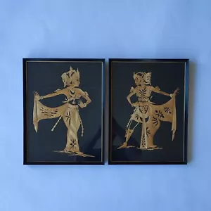 Vintage Oriental 2×Framed Rice Straw Art - Wall Decor - Collectibles - Bild 1 von 1
