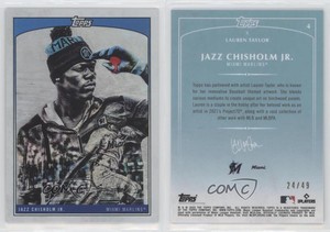 2022 Topps X Wave 1 Blue Rainbow Foil /49 Lauren Taylor Jazz Chisholm Jr #4