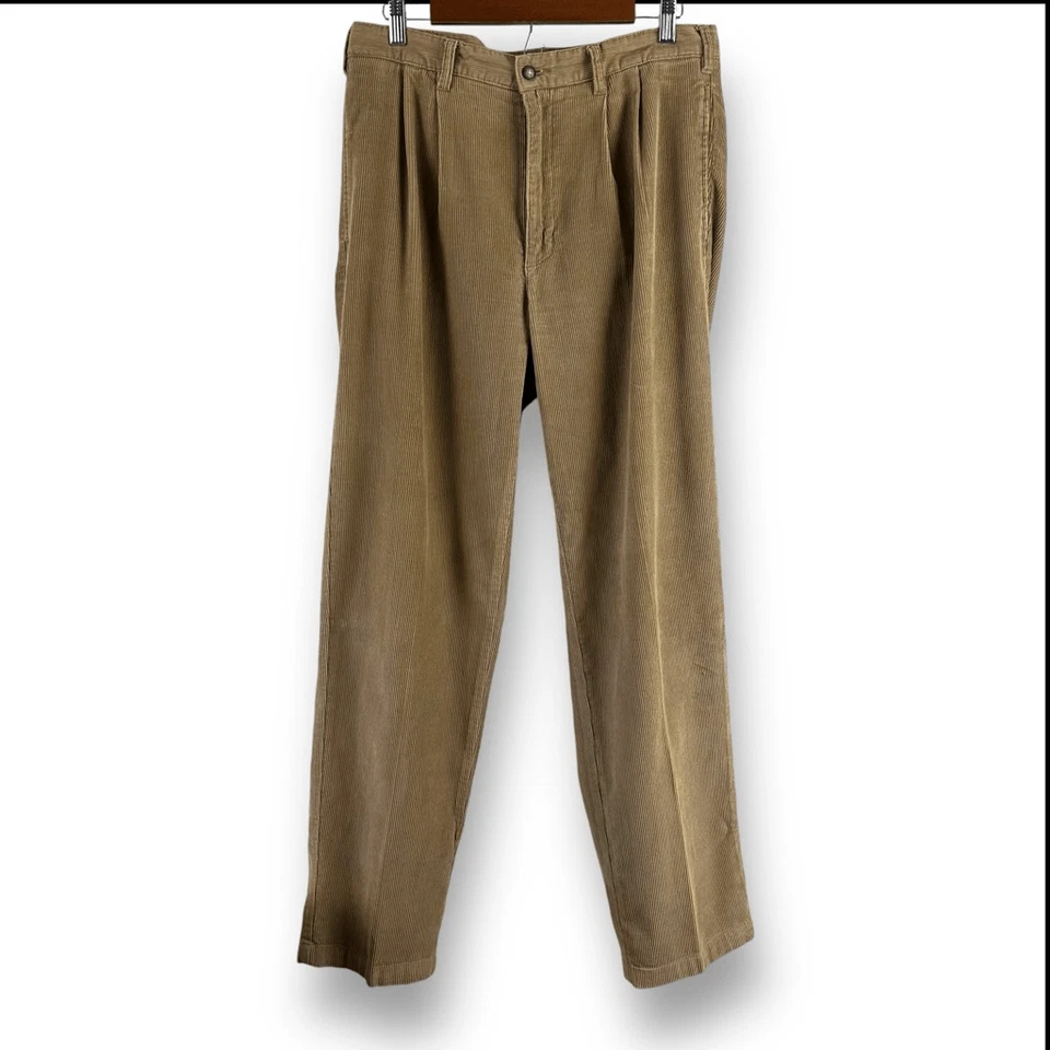 Covington Men's 34x32 Corduroy Pants Natural Tan Classic Fall Office Work Date - Image 1 of 4
