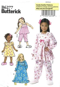 Camisón y pijama Butterick B6277 niñas cintura alta con volantes talla 2-5 patrón SIN CORTES - Imagen 1 de 5