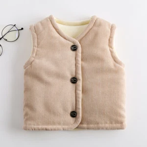 Toddler Baby Corduroy Thermal Waistcoat Vest Jacket Outerwear Body Warmer - Picture 1 of 17
